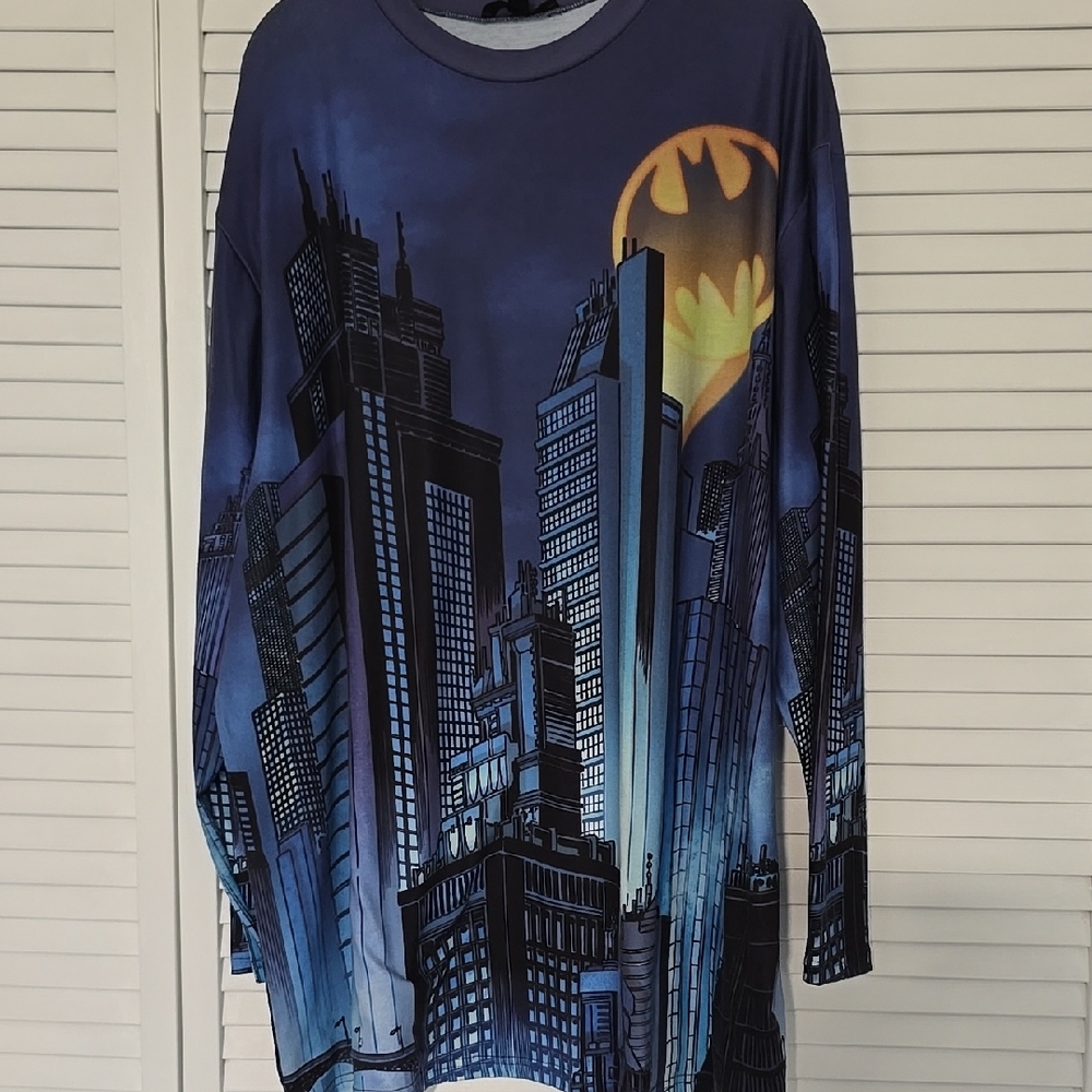 Dolls Kill Blue Gotham City Long Sleeve Shirt